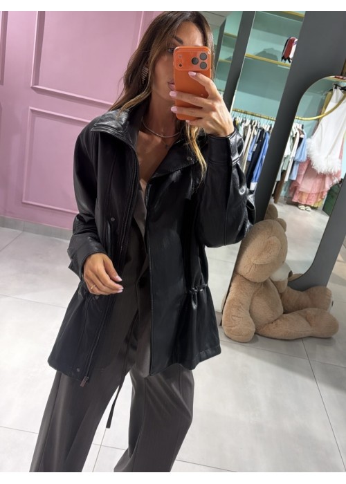 Giacca pelle con coulisse