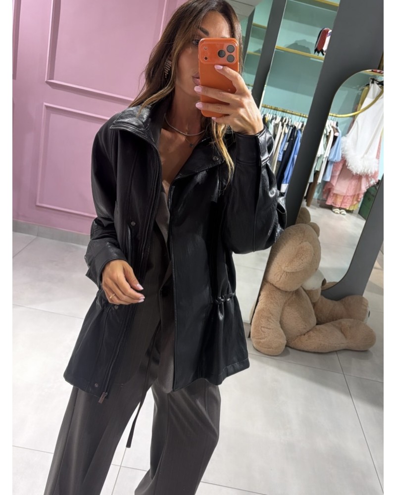 Giacca pelle con coulisse