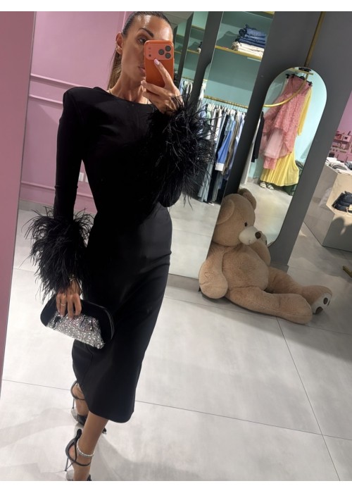 Abito midi con piume