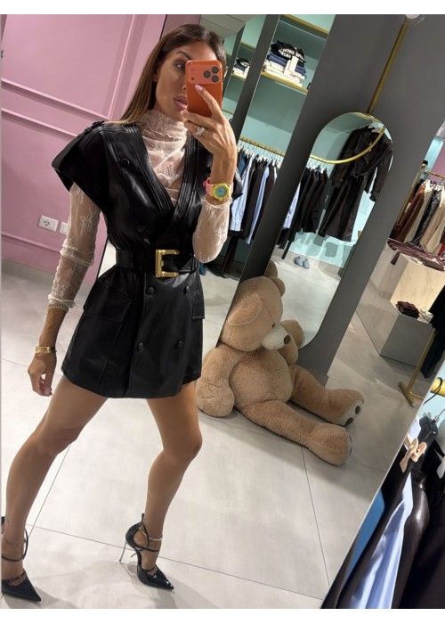 Abito corto in pelle