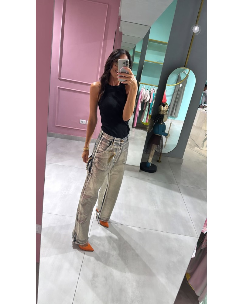 denim cinzia gold foil
