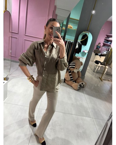 Camicia lino con top