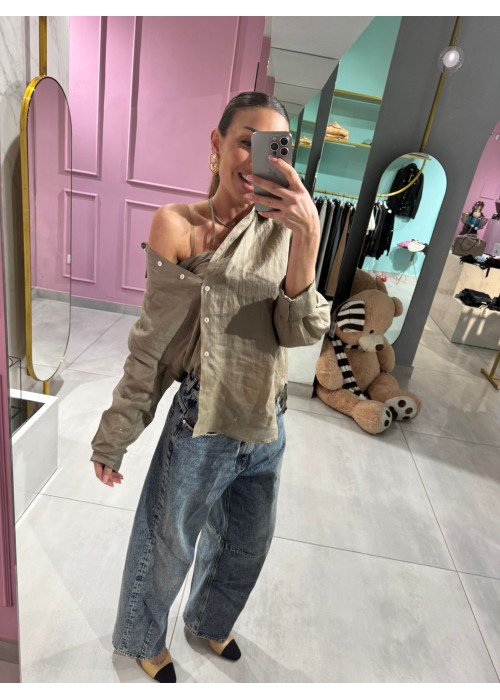 Camicia lino con top