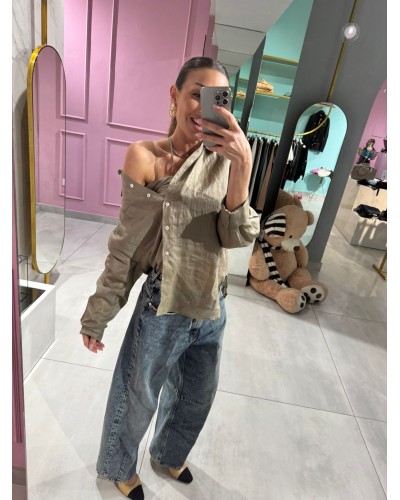 Camicia lino con top