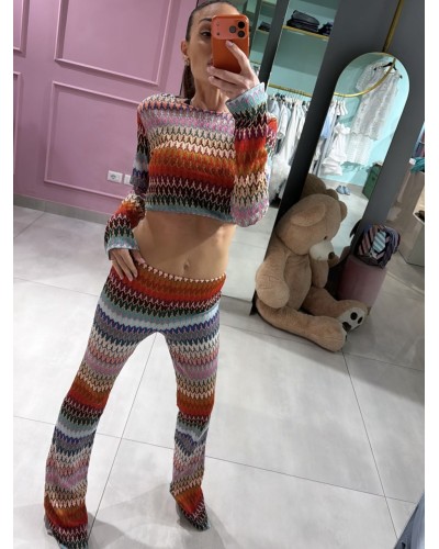 Pantalone a zampa multicolor