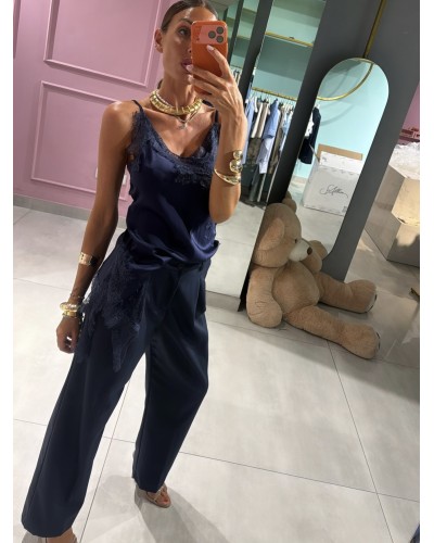 Pantalone wide leg con pinces
