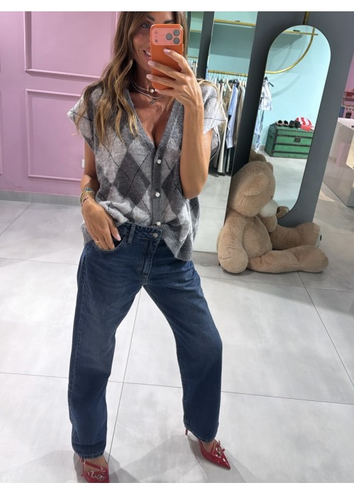 Gilet smanicato bottoni gioiello