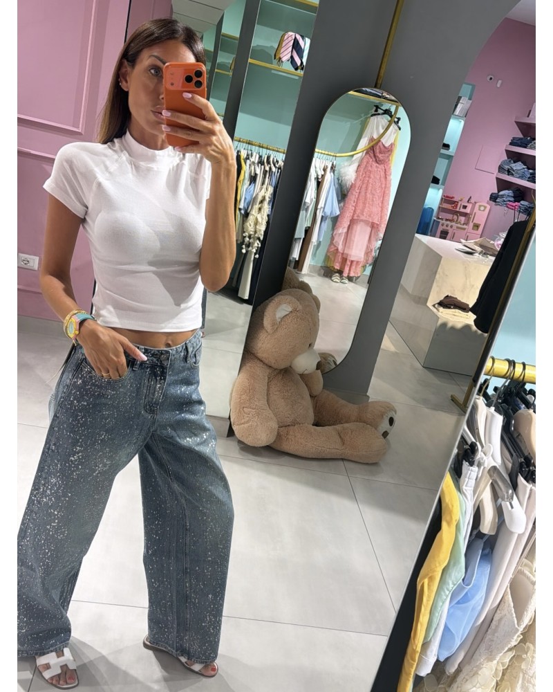 Jeans schizzi argento