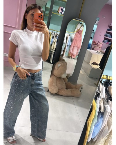 Jeans schizzi argento